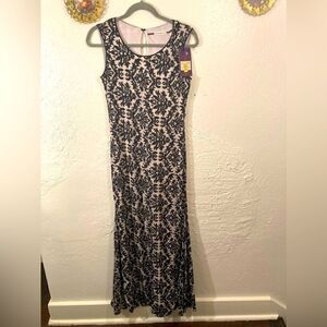 NWT Black and Tan Brocade Maxi Dress